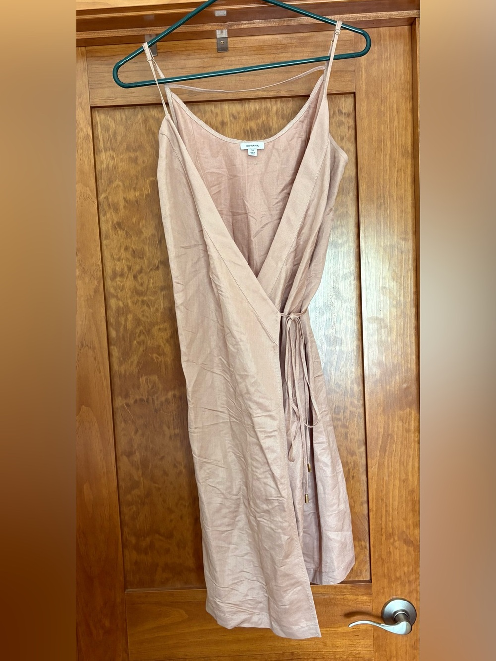 LIKE NEW Cuyana Blush Pink Belgian Flax Linen Blend Wrap Dress Size Small - Picture 3 of 6